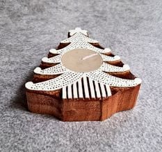 Handcrafted Wooden T Light Candle Decor Piece